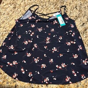 Kaileigh Felda Latice Back Detail Knot Tank Top Size S, Navy